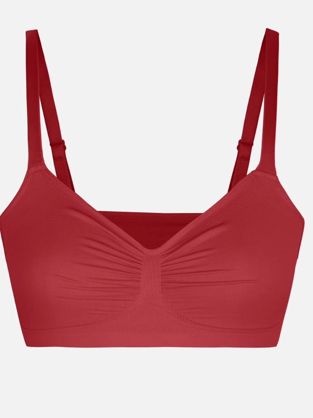 Wireless Ruched Bralette in Deep Wine Red - Picture 2 of 6